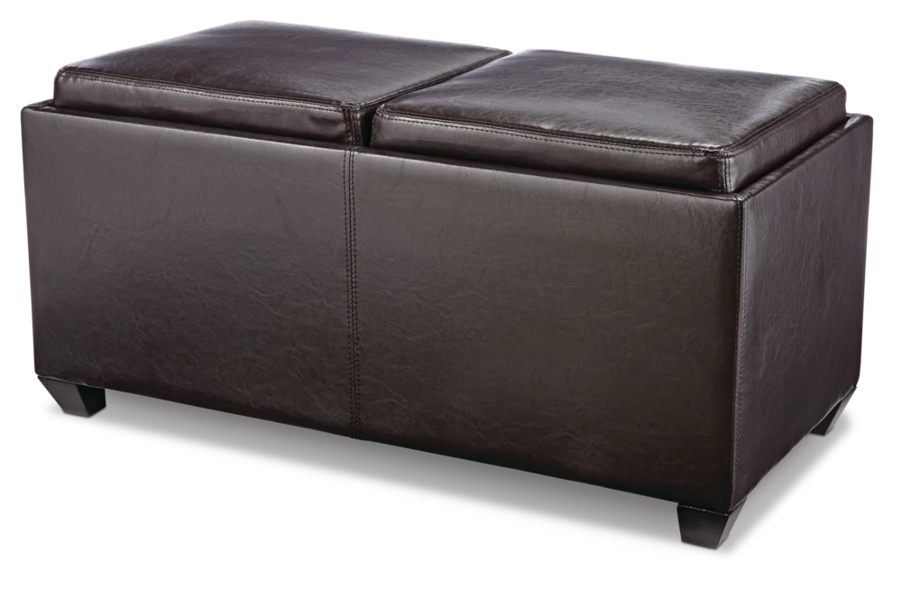 For Living Storage Ottoman/Bench With Built-In Tray Tables & Padded Seat, Espresso Brown - Image 5