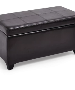 For Living Upholstered Hinge-Top Storage Ottoman/Bench With Padded Seat, Espresso Brown