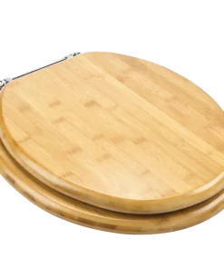 For Living Wood Round Toilet Seat With Metal Hinges, Bamboo