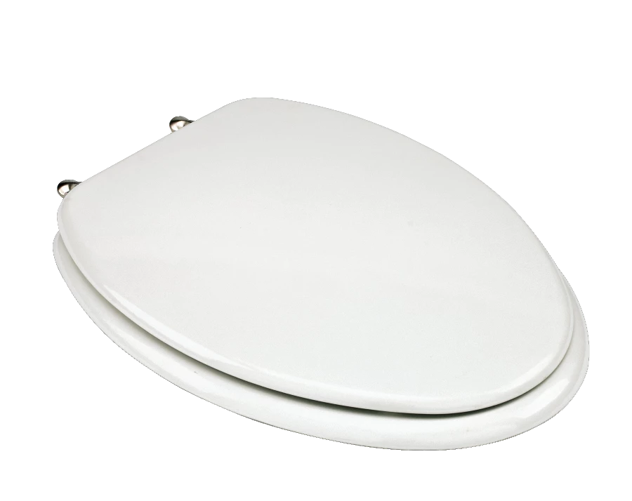 For Living Wood Elongated Toilet Seat With Nickel Hinges, White