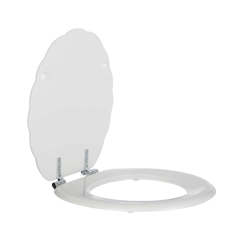 For Living Moulded Wood Decorative Shell Round Toilet Seat, White - Image 3