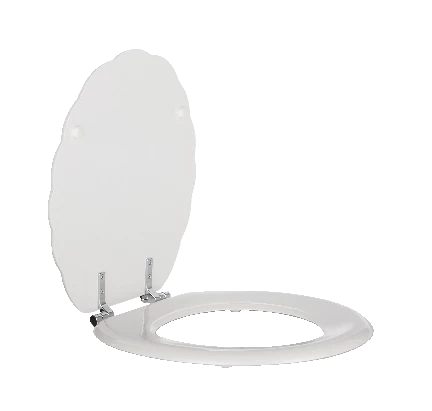 For Living Moulded Wood Decorative Shell Round Toilet Seat, White - Image 2