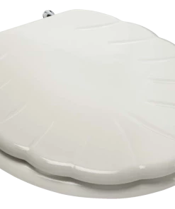 For Living Moulded Wood Decorative Shell Round Toilet Seat, White