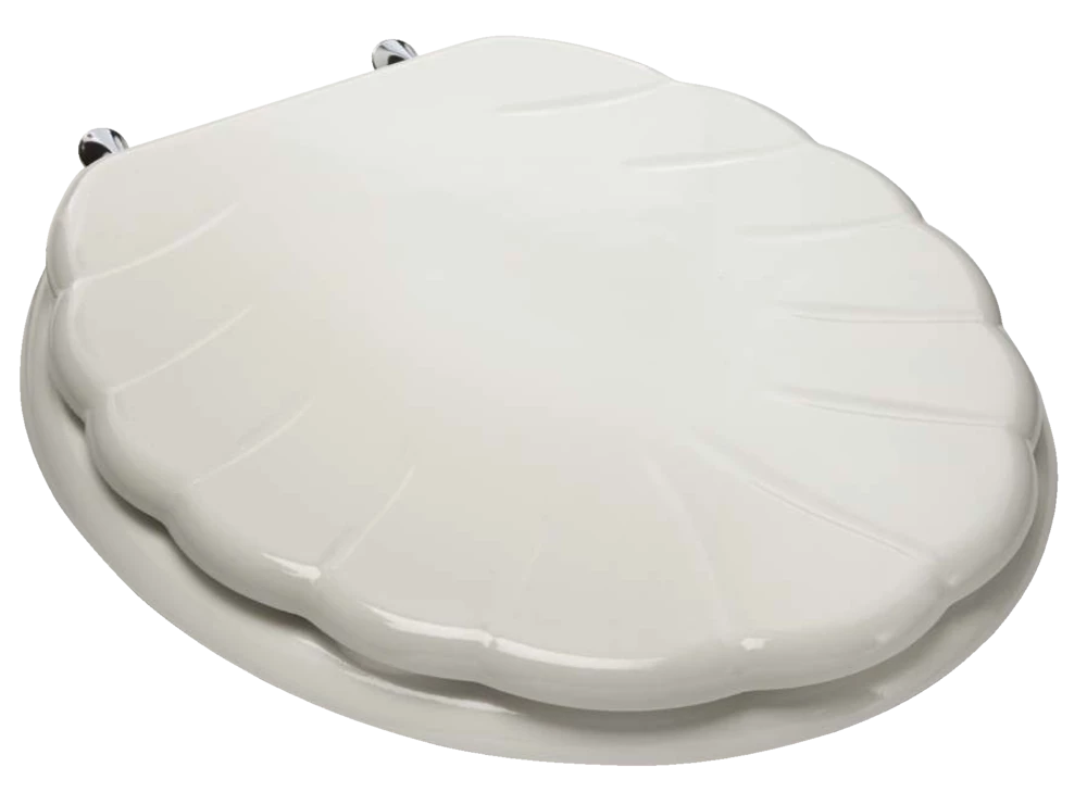 For Living Moulded Wood Decorative Shell Round Toilet Seat, White