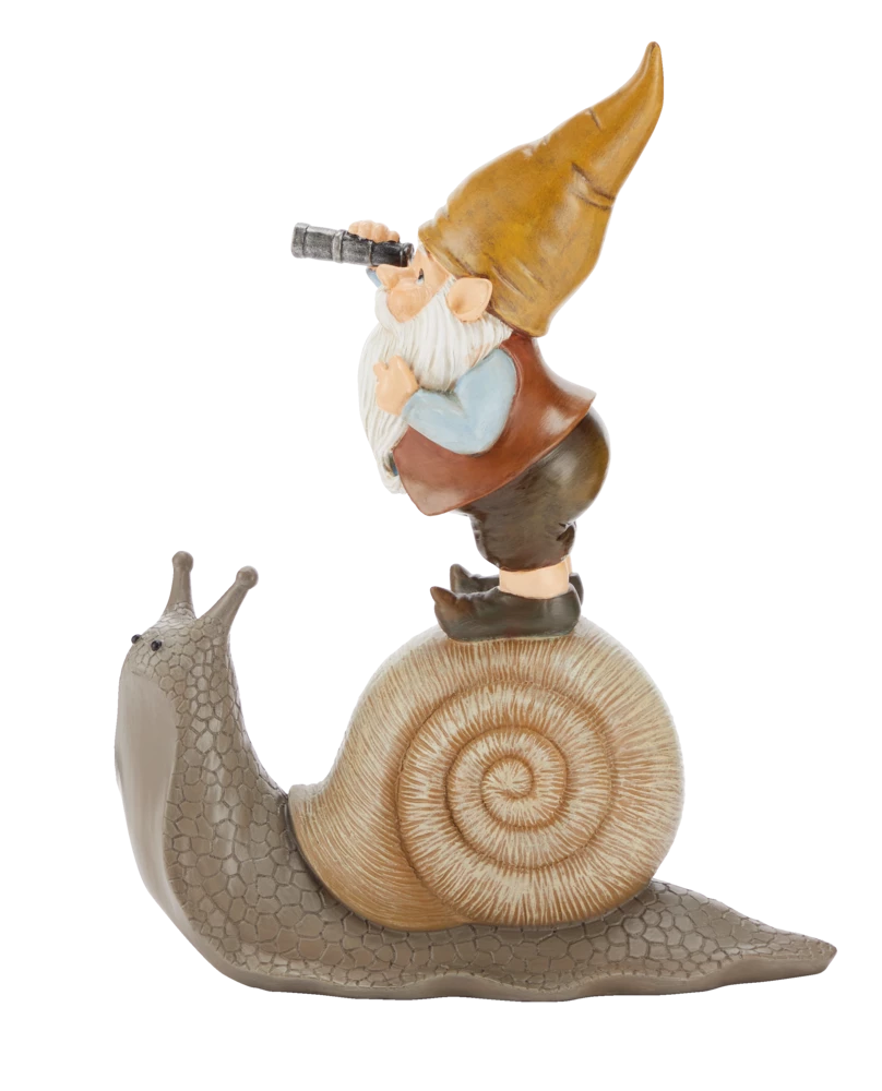 For Living Outdoor Travelling Gnome On Snail Garden Statue & Lawn Ornament - Image 3