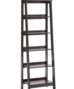 For Living Trestle 5-Tier Bookcase For Storage & Display, Cinnamon Cherry Finish