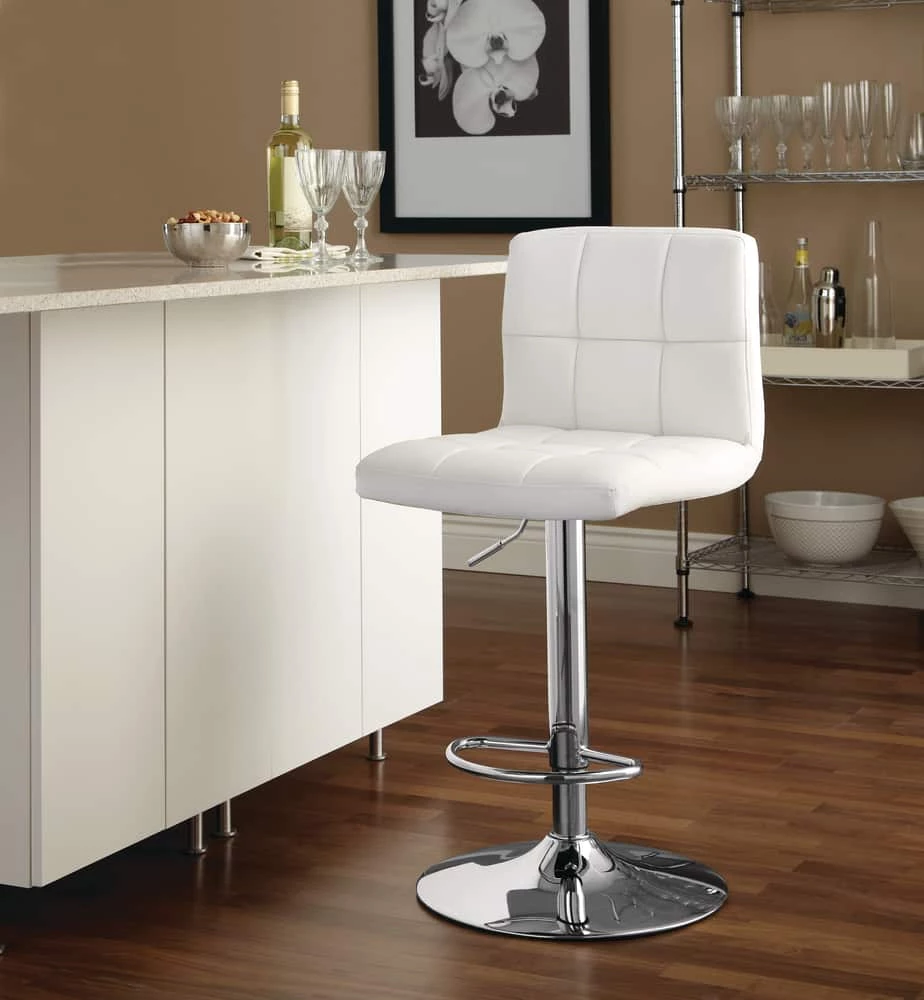 For Living PU Leather Swivel Counter/Bar Stool Adjustable Height (2-Piece Set), White - Image 5
