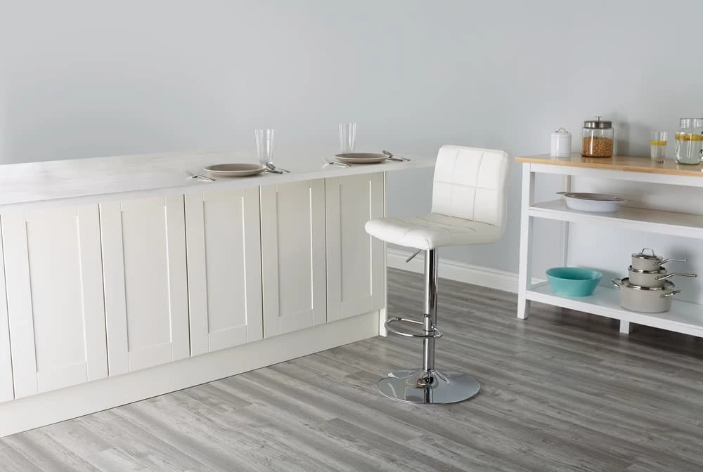 For Living PU Leather Swivel Counter/Bar Stool Adjustable Height (2-Piece Set), White - Image 4