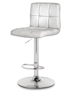 For Living Chrome & PU Tufted Leather Counter/Bar Stool Adjustable Height, White