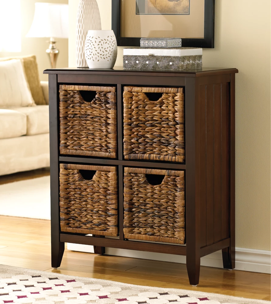 For Living Verona Basket Front 4-Drawer Storage Chest/Dresser, Espresso Finish - Image 6