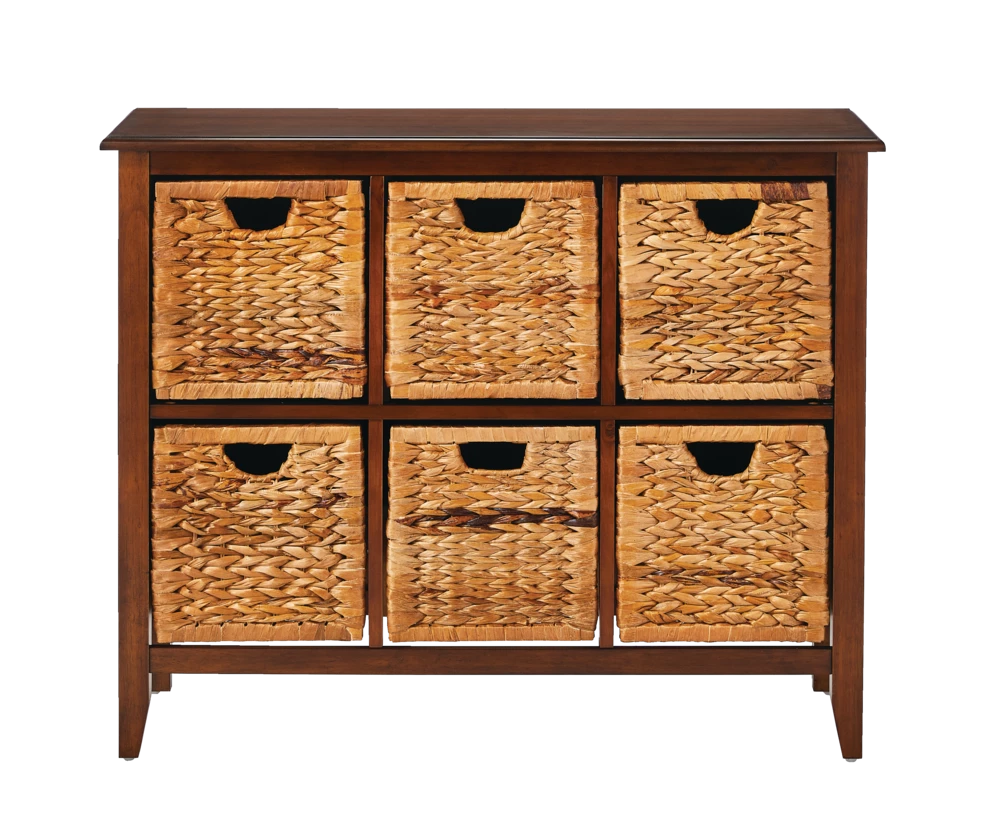 For Living Verona Basket Front 6-Drawer Storage Chest/Dresser, Espresso Finish - Image 2