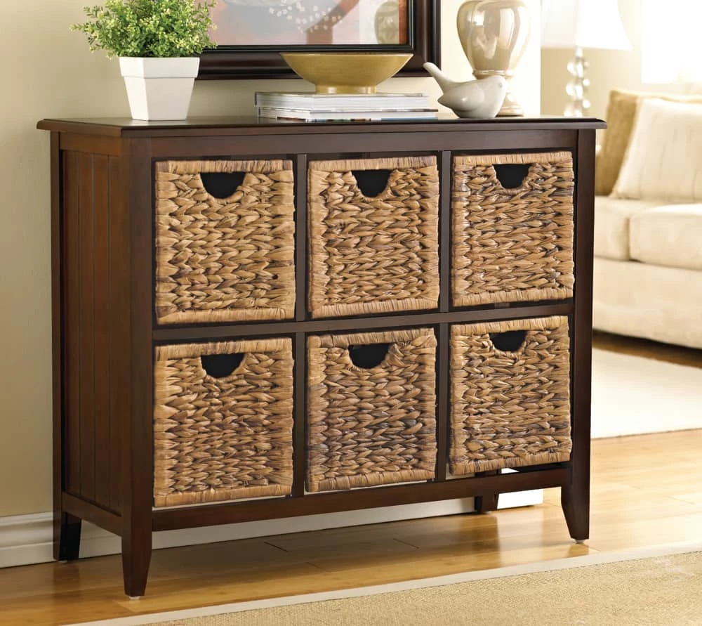 For Living Verona Basket Front 6-Drawer Storage Chest/Dresser, Espresso Finish - Image 3