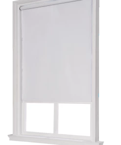 For Living Vinyl White Cordless Room Darkening Roller Shade, White, Assorted Sizes