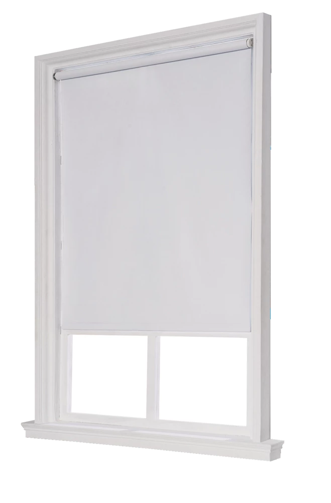 For Living Vinyl White Cordless Room Darkening Roller Shade, White, Assorted Sizes