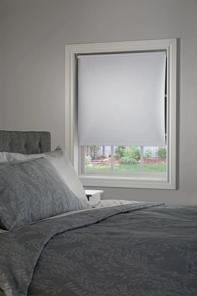 For Living Vinyl White Cordless Room Darkening Roller Shade, White, Assorted Sizes - Image 3