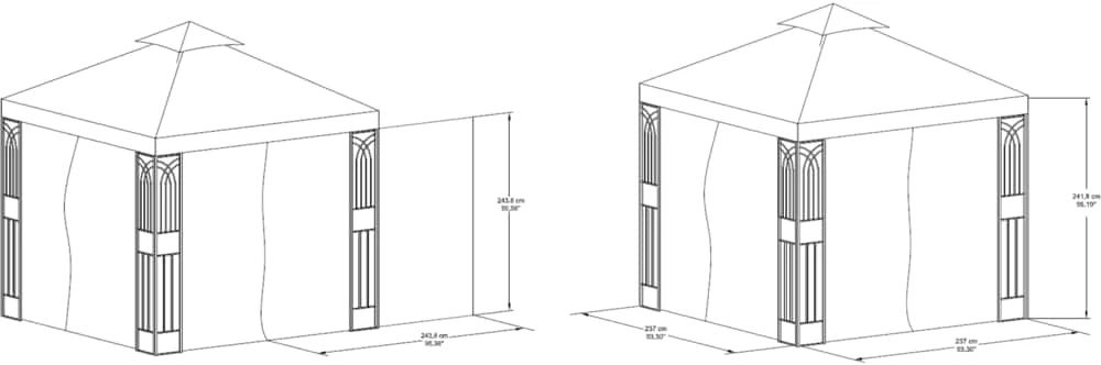 For Living Square Fabric Outdoor/Patio Gazebo Walls For Crawford Gazebo, Brown, 95x95x80-in - Image 4