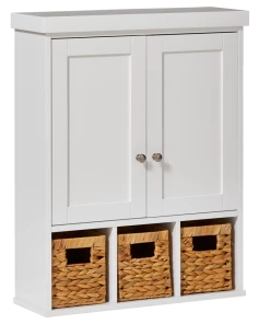 For Living Wall Mount Cabinet With Baskets, White