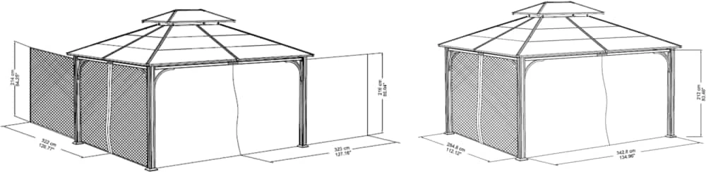 For Living Fabric Outdoor/Patio Gazebo Walls & Netting For Essex Gazebo, 135x113x85-in - Image 7