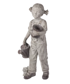 For Living Watering Girl Statue & Lawn Ornament, 32.09-in, Grey
