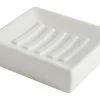 For Living Ceramic Soap Dish, White