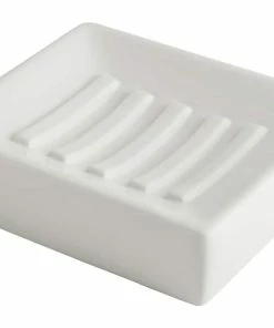 For Living Ceramic Soap Dish, White