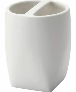 For Living Ceramic Toothbrush Holder, White