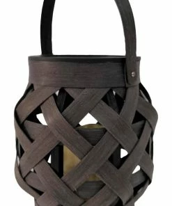 For Living Outdoor Wicker Lantern, 6.30-in, Black