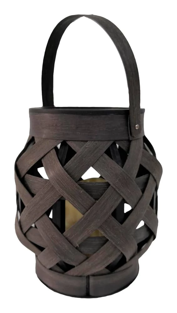 For Living Outdoor Wicker Lantern, 6.30-in, Black