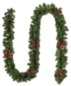 For Living Christmas Decoration Artificial Garland With Pine Cone, 9-ft
