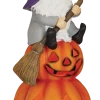 For Living Gnome Sitting On Pumpkin With LED Lights For Halloween, Orange, 32-in
