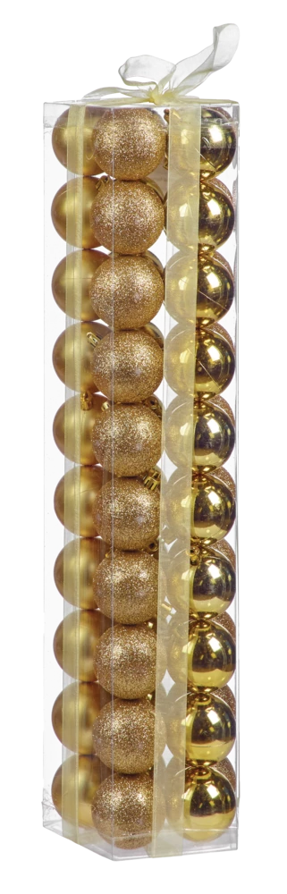 For Living Shatterproof Decoration Ball Christmas Ornament Set, Gold, 2.4-in, 50-pc