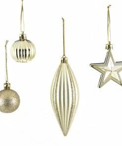 For Living Shatterproof Decoration Gold Christmas Ornament Set, Assorted Style