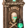 For Living Battery-Operated Gravestone With LED Light, Indoor Halloween Decor, Grey, 29-in