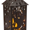 For Living Flame Lantern With Flickering LED Lights For Halloween Decoration, Black, 12 1/2-in
