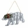 For Living Wooden Christmas Hanging Decoration Bear, Grey, 9-in