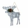 For Living Wooden Christmas Hanging Decoration Moose, Grey, 17 7/10-in