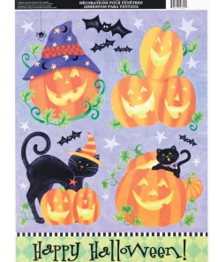 For Living Holographic Window Clings, Easy To Stick For Halloween, Assorted Styles, 30-cm