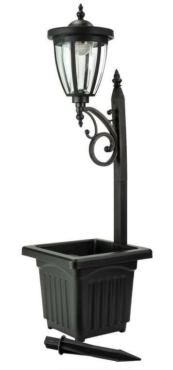 For Living Kambria Multi-Function Outdoor Solar Lamp & Planter, Black - Image 2