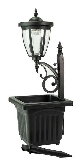 For Living Kambria Multi-Function Outdoor Solar Lamp & Planter, Black