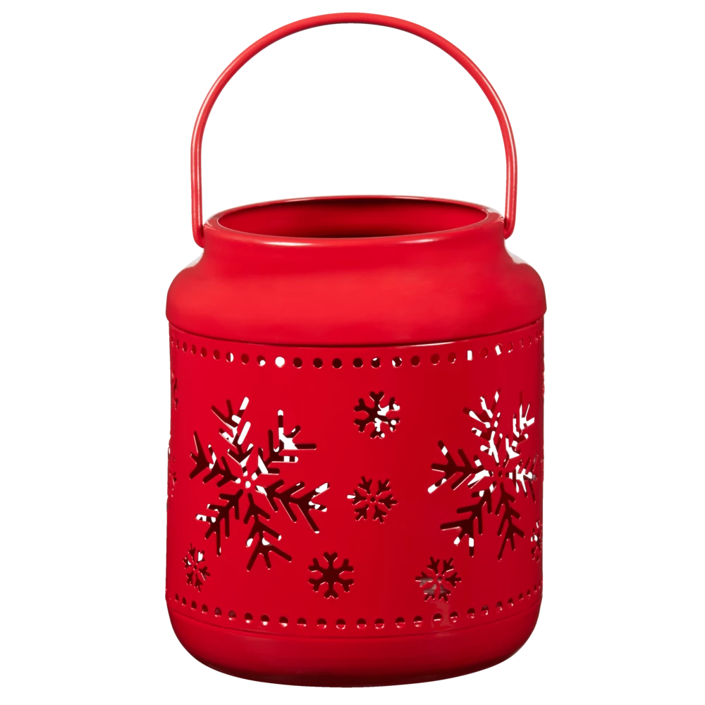 For Living Metal Christmas Decoration Snowflake Lantern, Red, 5 1/2-in