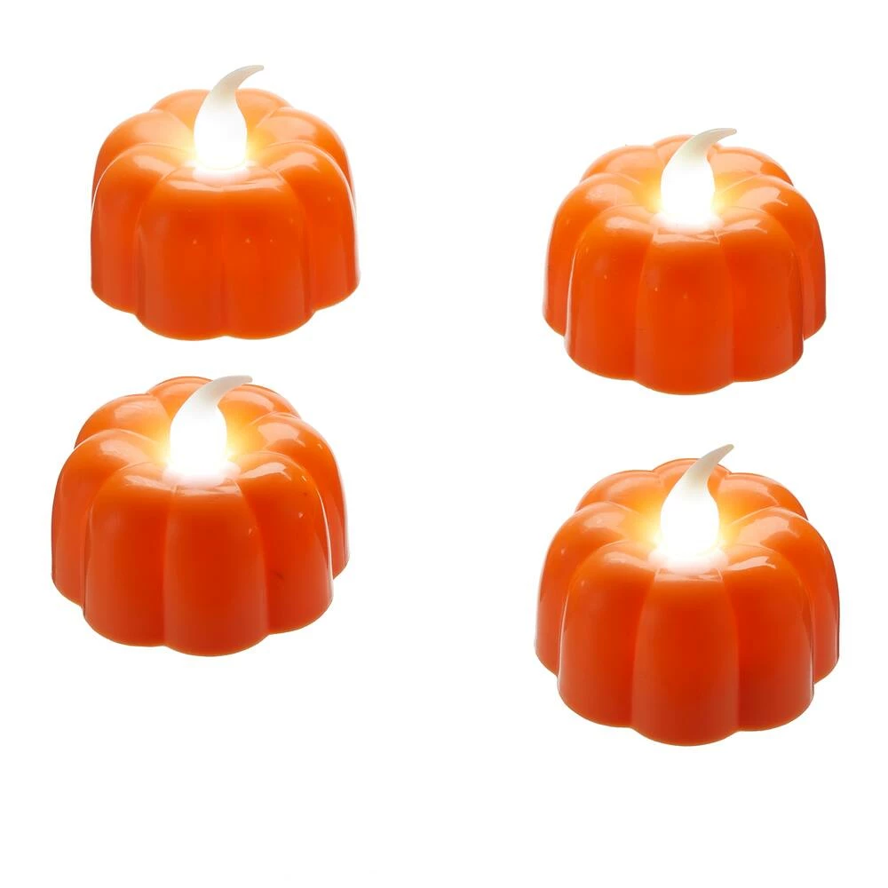 For Living Flameless LED Light Pumpkin Candles Kit For Fall, Halloween, Orange, 3-in, 4-pc - Image 2