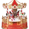 For Living Battery Operated Miniature Christmas Merry Go Round Village Decoration Set, 9-in