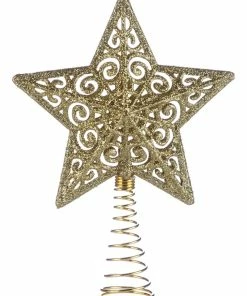 For Living Mini 5-Point Christmas Decoration Tree Star Topper, Assorted Colour, 4-in