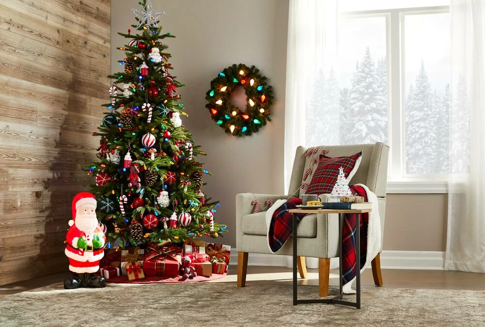 For Living Ceramic Battery Operated Christmas Decoration Tabletop Tree, White, 8-in - Image 4