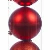 For Living Shatterproof Decoration Ball Christmas Ornament Set, Red, 6-in, 3-pc