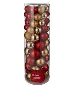 For Living Shatterproof Decoration Ball Christmas Ornament Set, Red, Assorted Size, 80-pc