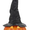 For Living Resin Pumpkin With Witch Hat And LED Lights For Halloween, Orange, 19 1/2-in