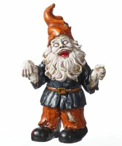 For Living Resin Zombie Gnome, Outdoor Halloween Decorations, Assorted Colours, 15-in