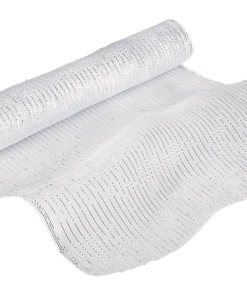 For Living Mesh Sinamay Festive Decoration Ribbon, White, 21-in X 9-m