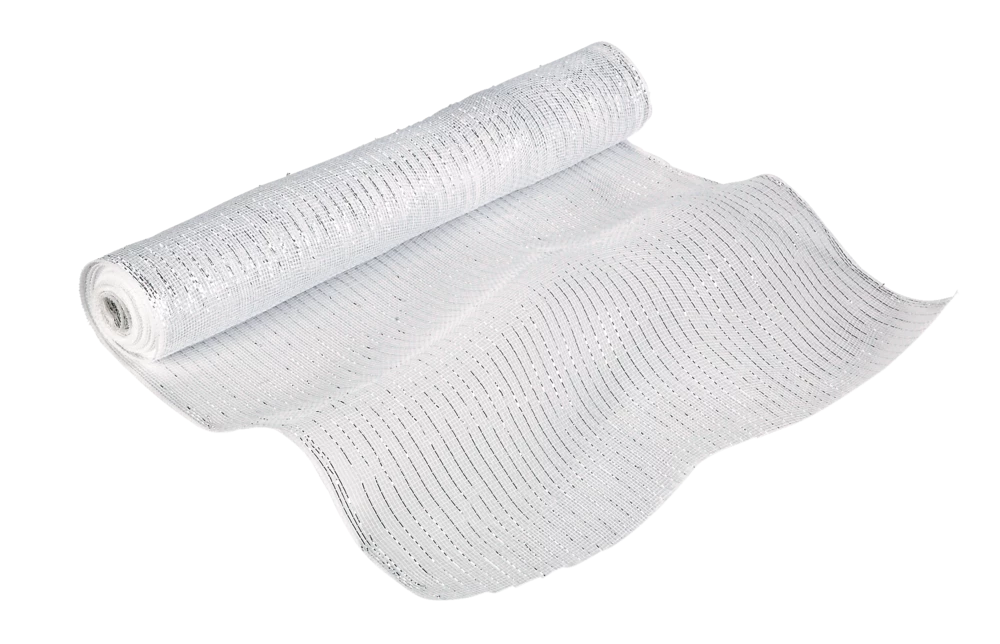 For Living Mesh Sinamay Festive Decoration Ribbon, White, 21-in X 9-m